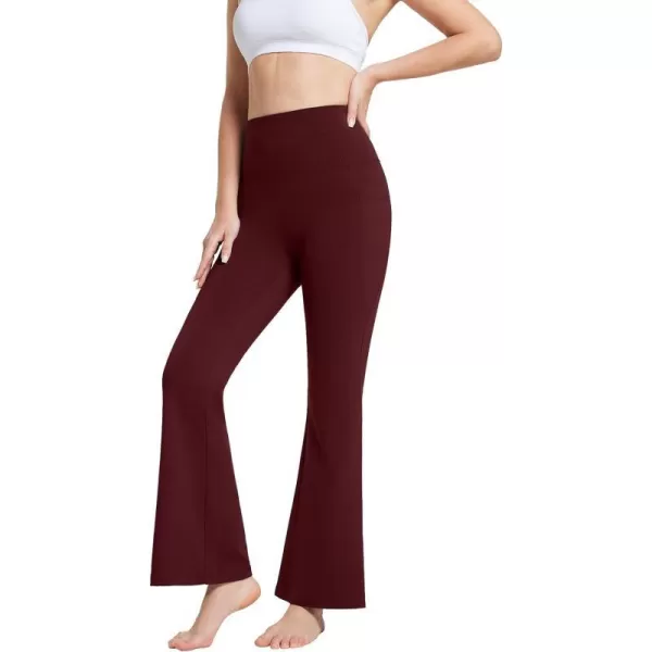 BALEAF Womens Flare Leggings with Pockets Flare Pants Bootcut Yoga Pants High Waist Workout Casual Tummy Control29dark Wine Red