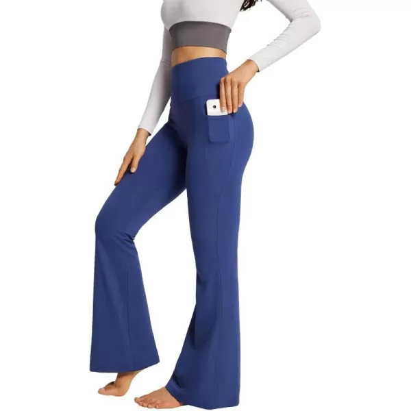 BALEAF Womens Flare Leggings with Pockets Flare Pants Bootcut Yoga Pants High Waist Workout Casual Tummy Control31blue