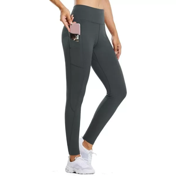 BALEAF Womens Fleece Lined Leggings Water Resistant Thermal Winter Warm Tights High Waisted with Pockets Running GearCLASSIC27 with 5 Pockets Adark Grey