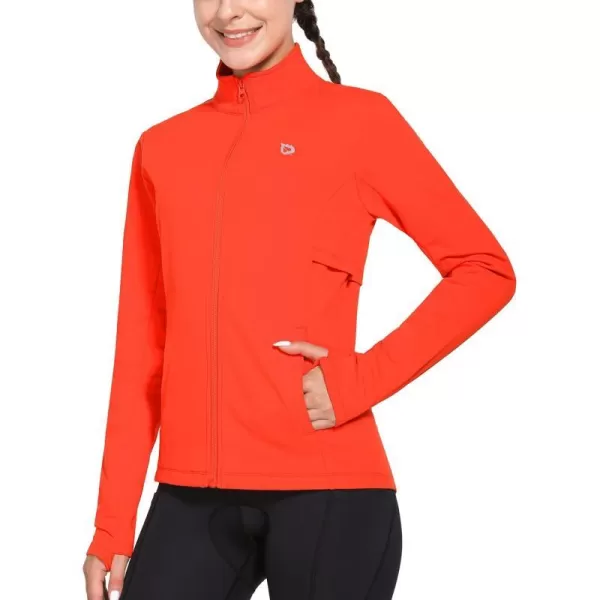 BALEAF Womens Fleece Running Jacket Water Resistant Full Zip Winter Cold Weather Gear Thermal Cycling Workout Jackets03orange