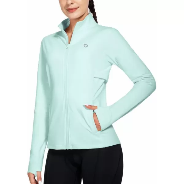 BALEAF Womens Fleece Running Jacket Water Resistant Full Zip Winter Cold Weather Gear Thermal Cycling Workout Jackets05green