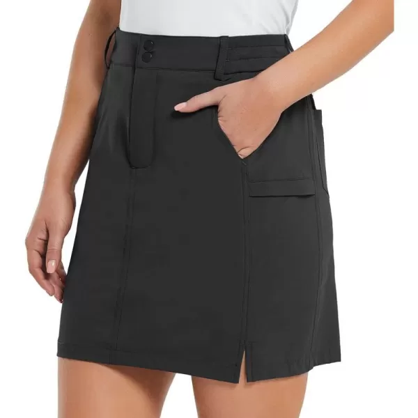 BALEAF Womens Golf 18 Skorts Skirts with Pockets UPF 50 Hiking Skirt Quick Dry Lightweight Outdoor CasualBlack