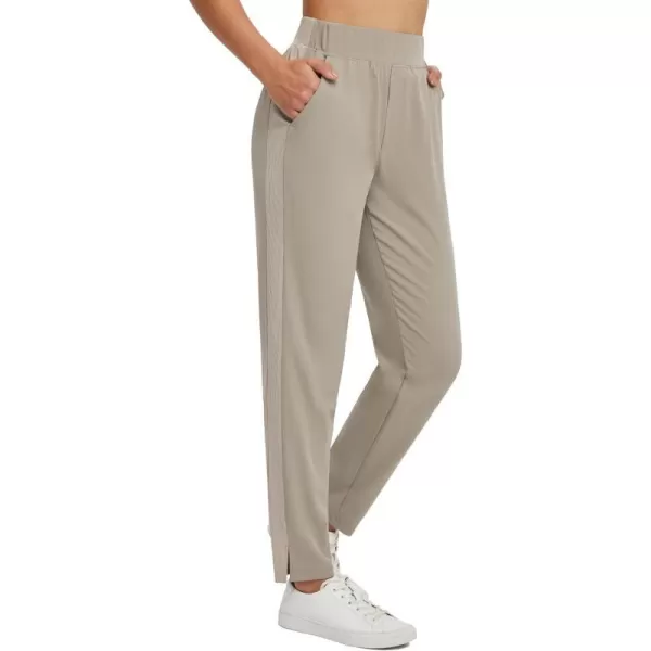 BALEAF Womens Golf Pants Ankle Sweatpants Stretch High Waist with Zipper Pockets Work Athletic Travel Petite UPF50Brown