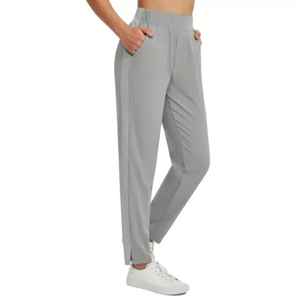 BALEAF Womens Golf Pants Ankle Sweatpants Stretch High Waist with Zipper Pockets Work Athletic Travel Petite UPF50Grey