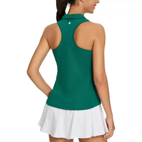 BALEAF Womens Golf Shirt Sleeveless Tennis Tank Tops VNeck Racerback Polo Collar UPFGreen