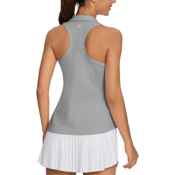 BALEAF Womens Golf Shirt Sleeveless Tennis Tank Tops VNeck Racerback Polo Collar UPFGrey