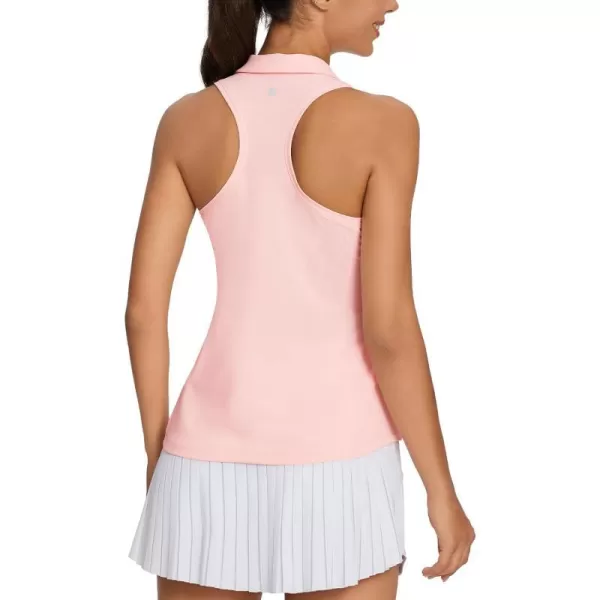 BALEAF Womens Golf Shirt Sleeveless Tennis Tank Tops VNeck Racerback Polo Collar UPFPink