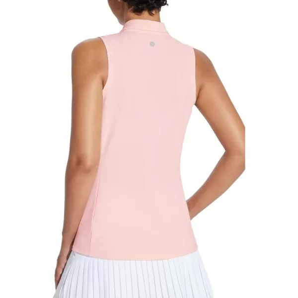 BALEAF Womens Golf Shirts Sleeveless Tennis Tank Tops Polo Collar UPF 50 Quick DryPink