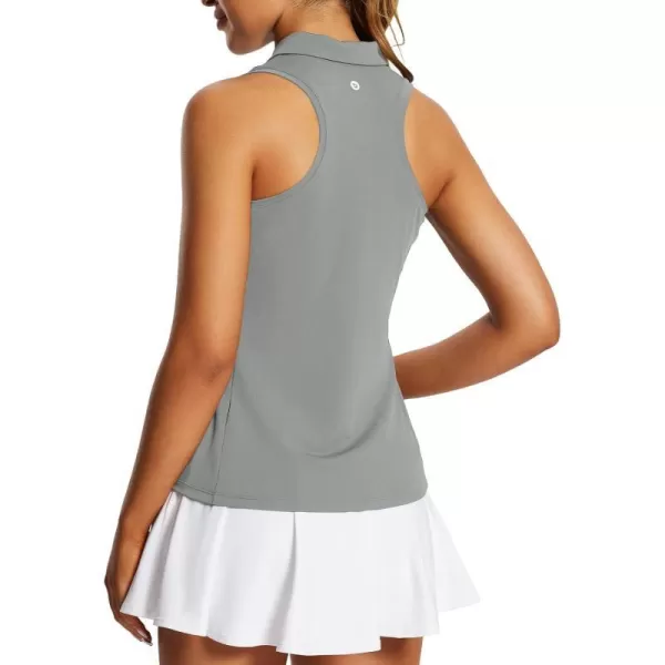 BALEAF Womens Golf Shirts Tank Tops Sleeveless Tennis Polo Racerback with Collar Athletic Tanks Quick DryRacerbacklight Grey