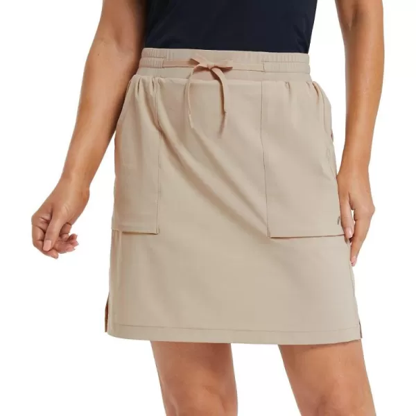 BALEAF Womens Golf Skort 18 Knee Length Skirt with Biker Shorts Pockets Stretch Elastic Waist for Tennis HikingKhaki