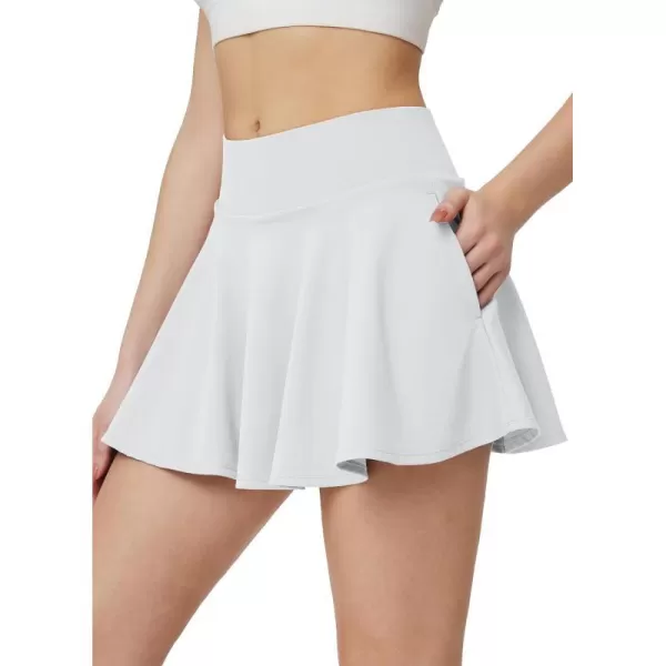 BALEAF Womens High Waisted Tennis Skirts Tummy Control Pleated Golf Skorts Skirts for Women with Shorts PocketsWhite2 Side Pockets