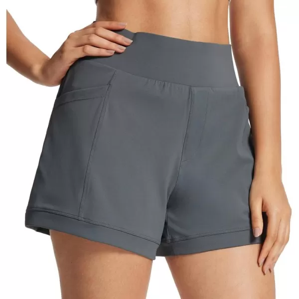 BALEAF Womens Hiking Athletic Shorts Quick Dry A Line High Waisted Casual Yoga Active Workout Running Shorts with PocketsGrey