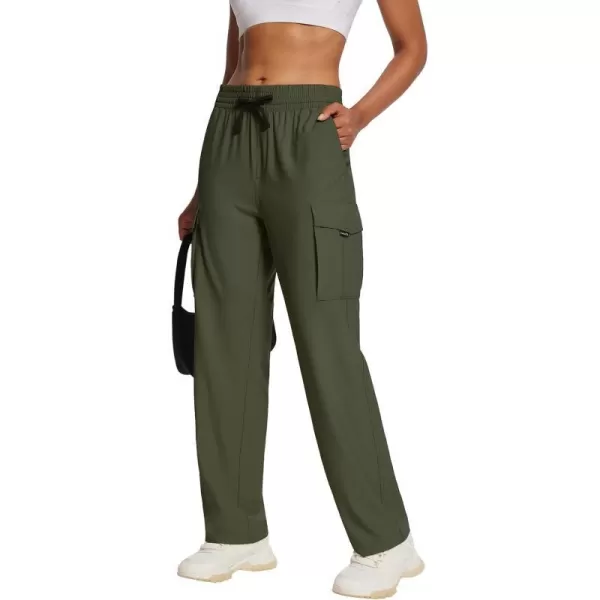 BALEAF Womens Hiking Pants Cargo Pants Quick Dry Water Resistant Loose Straight Leg Travel Work PantsGreen