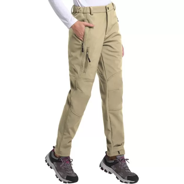 BALEAF Womens Hiking Pants Fleece Lined Waterproof Cold Weather insulated Ski Snow Pant Warm Winter Soft ShellB07khaki