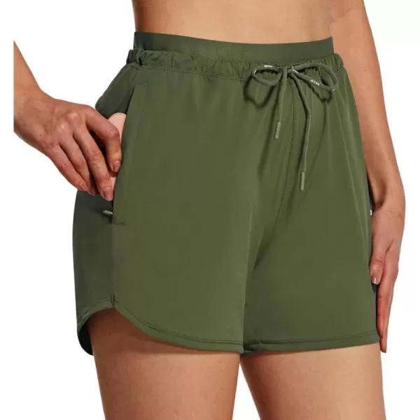 BALEAF Womens Hiking Shorts 4 Quick Dry with Zip Pockets Athletic Summer Running Stretch Active Workout GymIvy Green