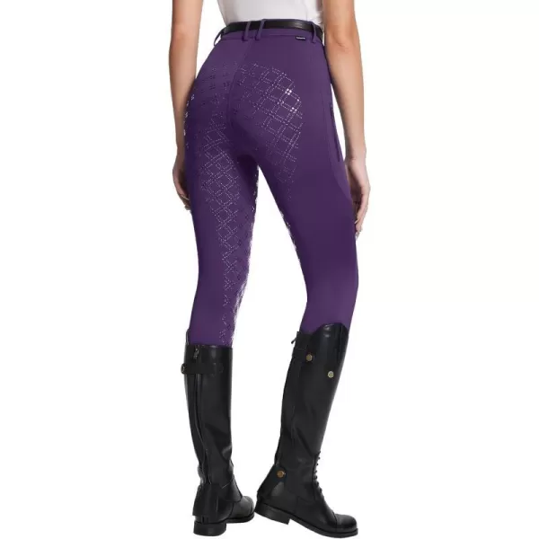 BALEAF Womens Horse Riding Pants Full Seat Riding Breeches Equestrian Tights Horseback Silicone Zipped PocketPurple