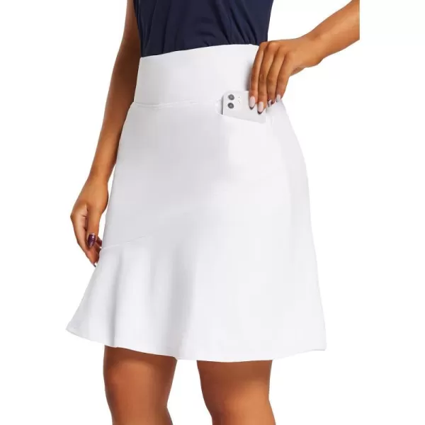 BALEAF Womens Knee Length Skorts Skirts 20 Golf Long Tennis Casual Pickleball Skirt Pockets Modest LightweightWhite