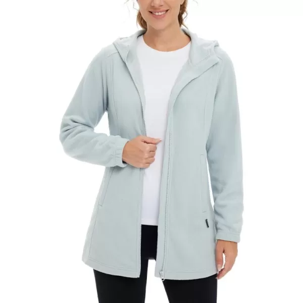 BALEAF Womens Long Fleece Jacket Full Zip Polar Fleece Hoodie Soft Lightweight Winter CoatLight Grey