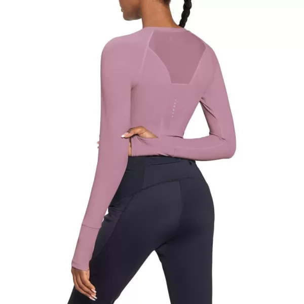 BALEAF Womens Long Sleeve Crop Workout Top Slim Fit Tops for Running Gym YogaPurple