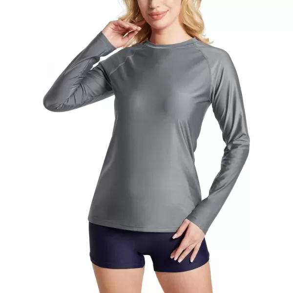 BALEAF Womens Long Sleeve Rash Guard Swim Shirt UPF 50 Sun Protection Rashguard Lightweight Swimsuits TopDark Grey