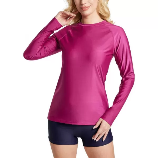 BALEAF Womens Long Sleeve Rash Guard Swim Shirt UPF 50 Sun Protection Rashguard Lightweight Swimsuits TopRose Red