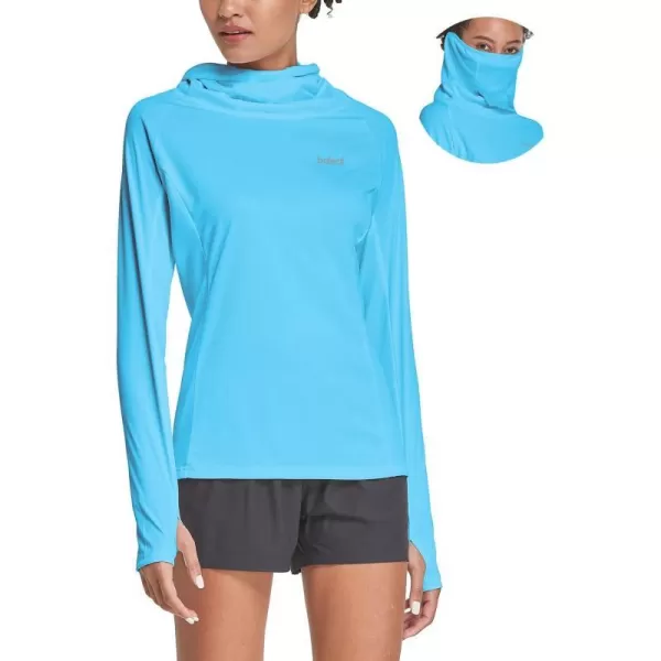 BALEAF Womens Long Sleeve Rash Guard with Face Cover UPF 50 Swim Shirts Sun Hoddie Lightweight Quick Dry Hiking TopsBlue