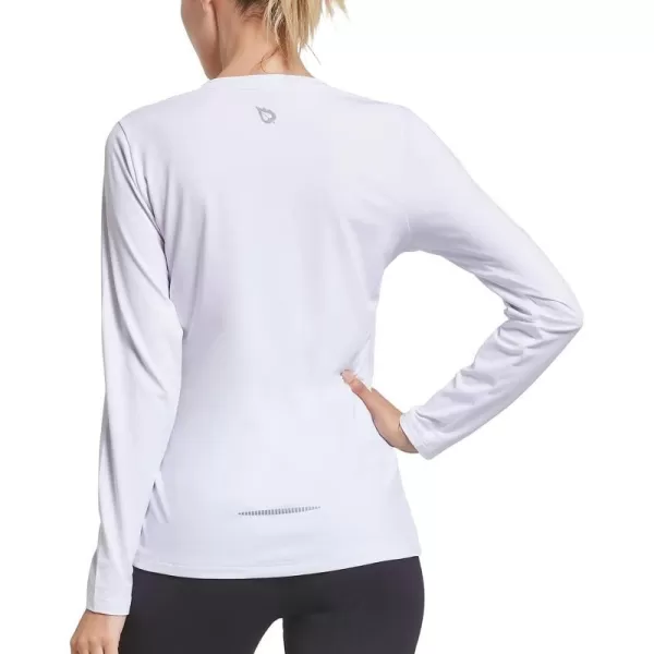 BALEAF Womens Long Sleeve Running Shirts Workout Tops Athletic Active Quick Dry Soft LightweightAwhite