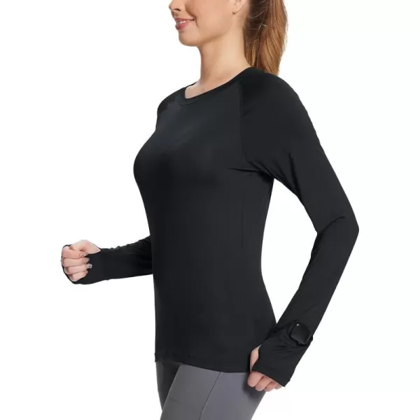 BALEAF Womens Long Sleeve Running Shirts Workout Tops Athletic Active Quick Dry Soft LightweightBlacksun Protection