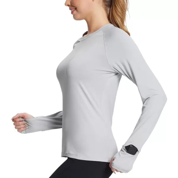 BALEAF Womens Long Sleeve Running Shirts Workout Tops Athletic Active Quick Dry Soft LightweightGraysun Protection