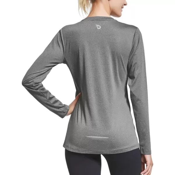 BALEAF Womens Long Sleeve Running Shirts Workout Tops Athletic Active Quick Dry Soft LightweightHeather Gray