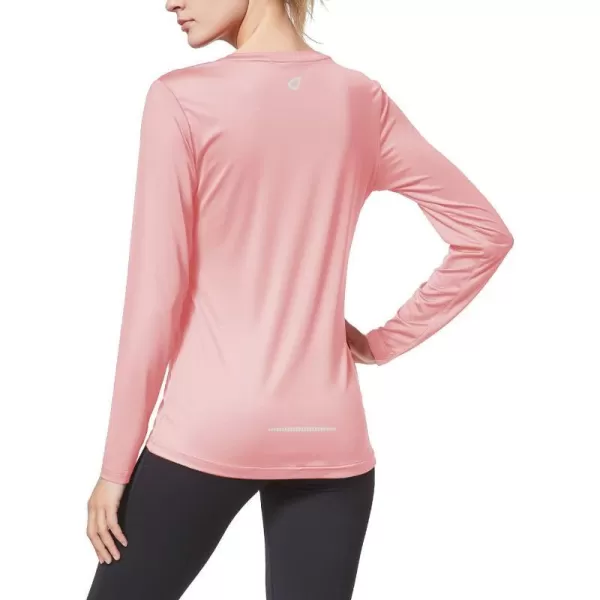 BALEAF Womens Long Sleeve Running Shirts Workout Tops Athletic Active Quick Dry Soft LightweightPink