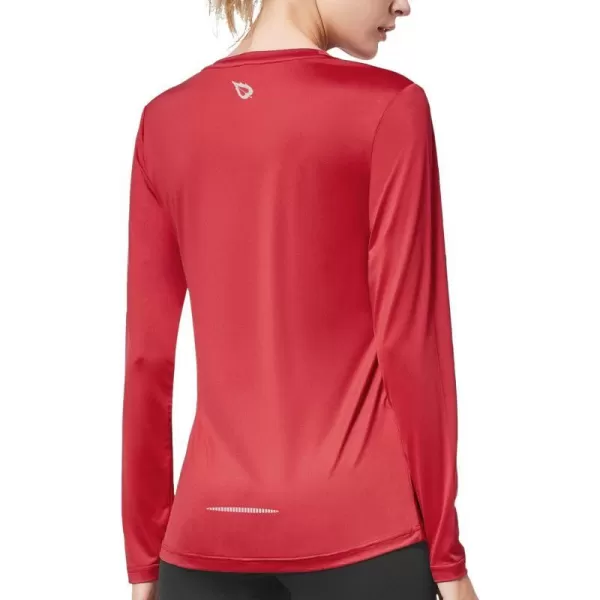 BALEAF Womens Long Sleeve Running Shirts Workout Tops Athletic Active Quick Dry Soft LightweightRed