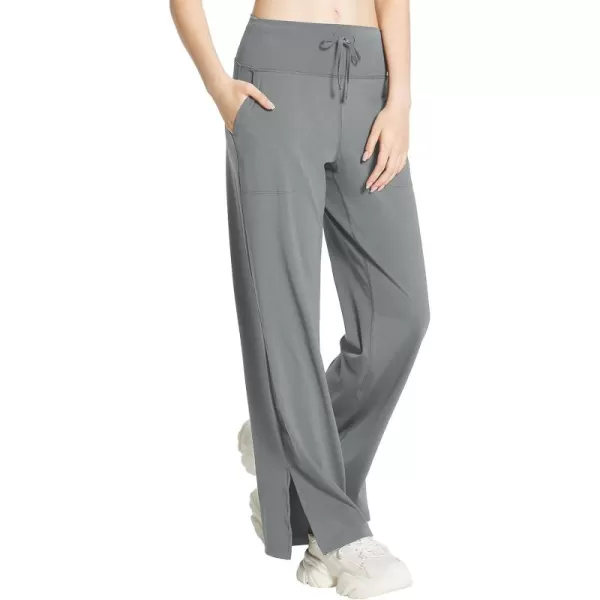 BALEAF Womens Loose Yoga Pants Wide Leg Athletic Pants High Waisted Casual Lounge Drawstring Sweatpants with PocketsDark Grey