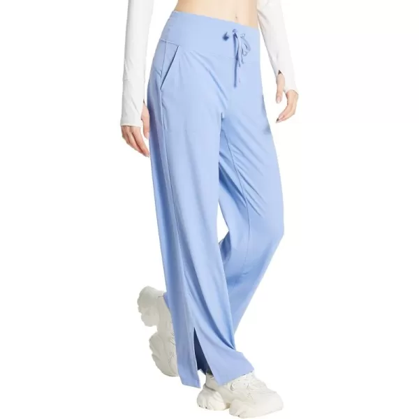 BALEAF Womens Loose Yoga Pants Wide Leg Athletic Pants High Waisted Casual Lounge Drawstring Sweatpants with PocketsLight Blue