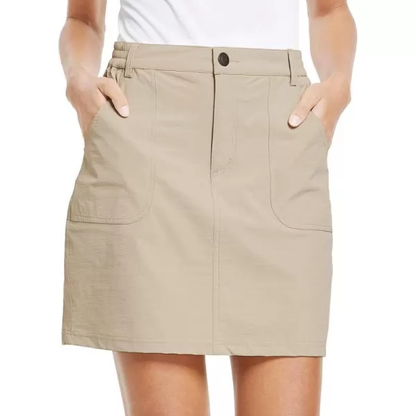 BALEAF Womens Outdoor Skort UPF 50 Active Athletic Skort Casual Skort Skirt with Zip Pockets Hiking GolfKhaki