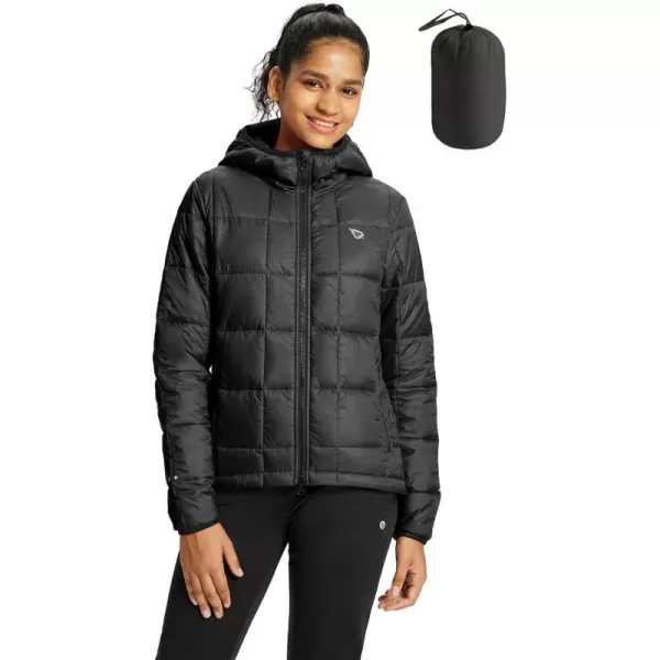 BALEAF Womens Packable Puffer Jacket Lightweight Water Resistant Hooded Quilted Coat Warm Winter WindproofBlack