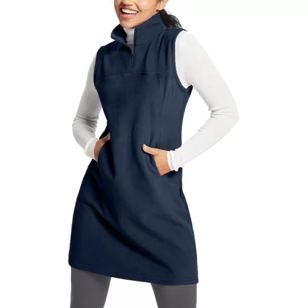 BALEAF Womens Polar Fleece Dress Long Vest Sweatshirt Tunic Dress Quarter Zip Pullover Winter Outfits PocketBlue