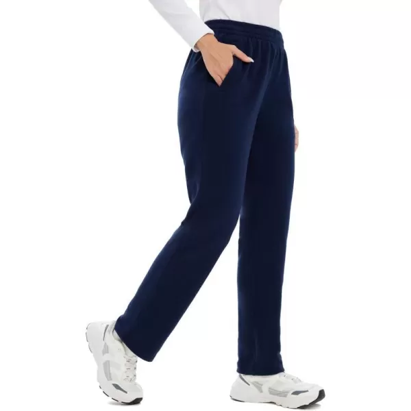 BALEAF Womens Polar Fleece Pants Thermal Cold Winter Lightweight Elastic Waist Sweatpants with PocketNavy Blue