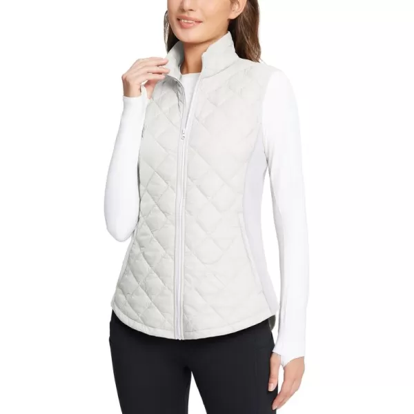 BALEAF Womens Puffer Vest Lightweight Winter Warm Stand Collar Quilted Vests Water Resistant Zip PocketsWhite