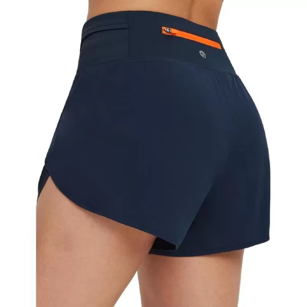 BALEAF Womens Quick Dry Athletic Running Shorts with Liner 3 Workout Sports Shorts Zipper PocketDark Blue