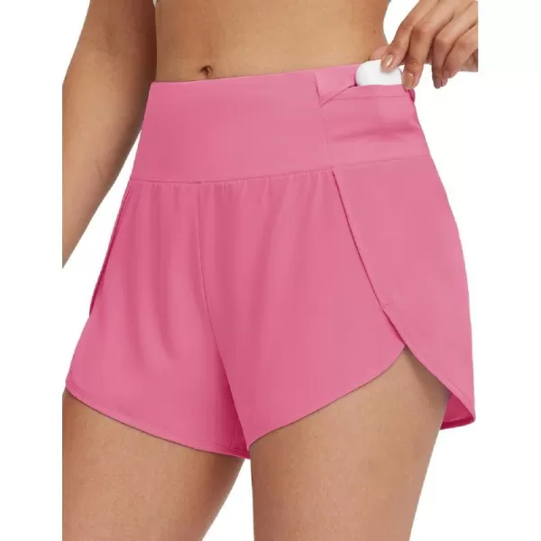 BALEAF Womens Quick Dry Athletic Running Shorts with Liner 3 Workout Sports Shorts Zipper PocketPink