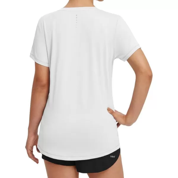 BALEAF Womens Running Shirts Short Sleeve Workout Tops Quick Dry Sun Protection TShirts Athletic Hiking UPF 50 TeeWhite