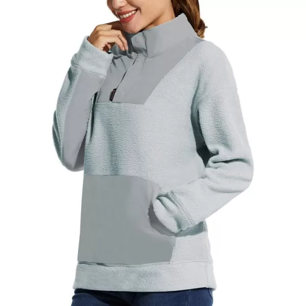 BALEAF Womens Sherpa Fleece Pullover Sweatshirt 14 Snap Long Sleeve Warm Casual Coat with pocketsBALEAF Womens Sherpa Fleece Pullover Sweatshirt 14 Snap Long Sleeve Warm Casual Coat with pockets