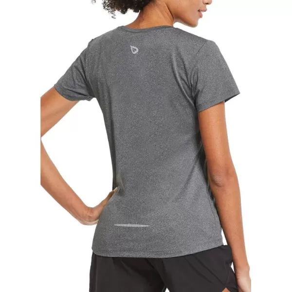 BALEAF Womens Short Sleeve Running Workout Shirts Athletic Tops Lightweight Quick Dry Training Yoga CrewneckHeather Gray