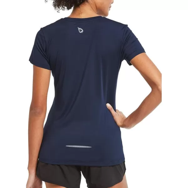 BALEAF Womens Short Sleeve Running Workout Shirts Athletic Tops Lightweight Quick Dry Training Yoga CrewneckNavy