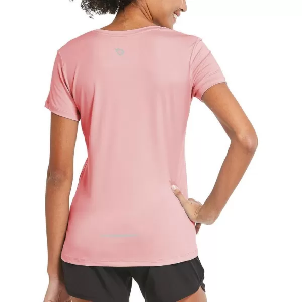 BALEAF Womens Short Sleeve Running Workout Shirts Athletic Tops Lightweight Quick Dry Training Yoga CrewneckPink