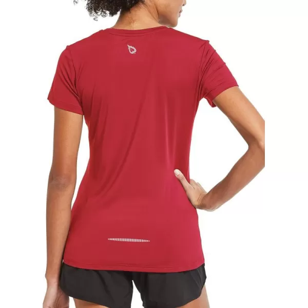 BALEAF Womens Short Sleeve Running Workout Shirts Athletic Tops Lightweight Quick Dry Training Yoga CrewneckRed