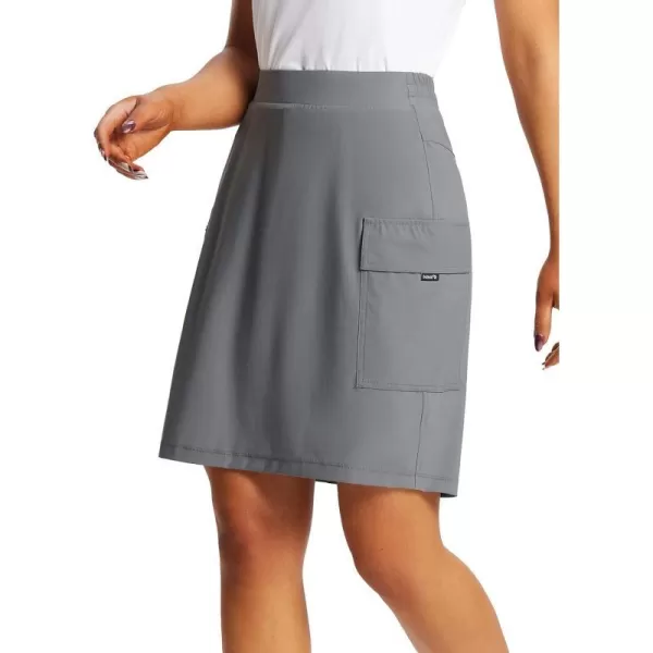 BALEAF Womens Skorts Skirts Hiking Cargo Skorts Pockets 19 Knee Length Long Athletic Quick Dry Skirts UPF 50Dark Gray