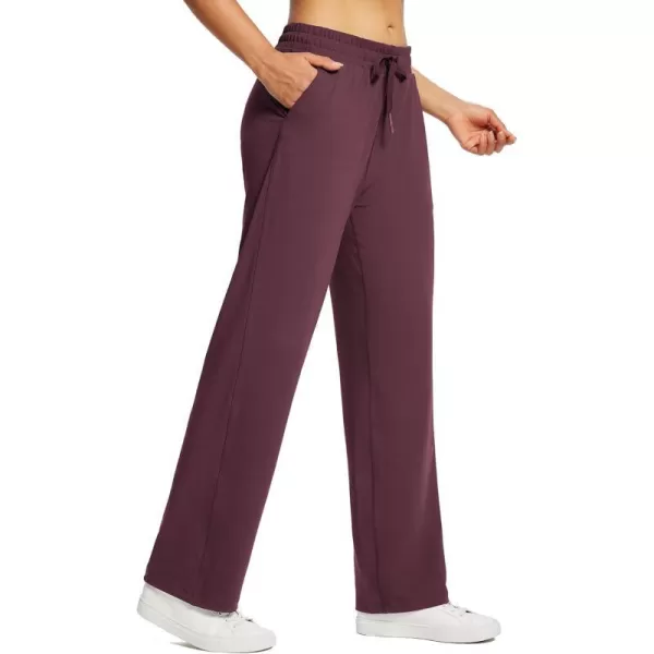 BALEAF Womens Straight Leg Sweatpants Wide Leg Athletic Lounge Pants Pockets Stretch Soft Workout01wine Red