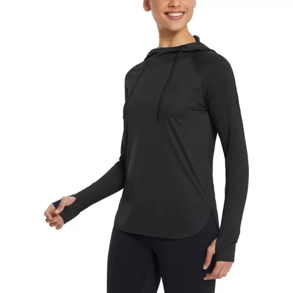 BALEAF Womens Sun Protection Hoodie Shirt UPF 50 Long Sleeve UV SPF TShirts Rash Guard Hiking Running Quick DryBlack